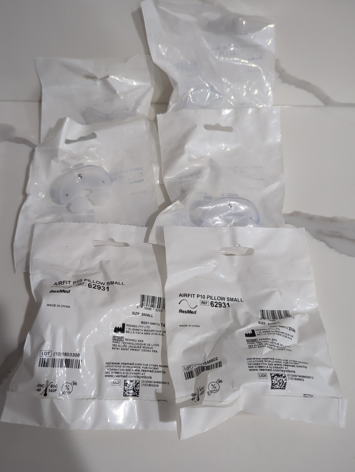 Lot of 6 ResMed AirFit P10 Nasal Pillow Cushion Size SMALL 62931 Sealed replace