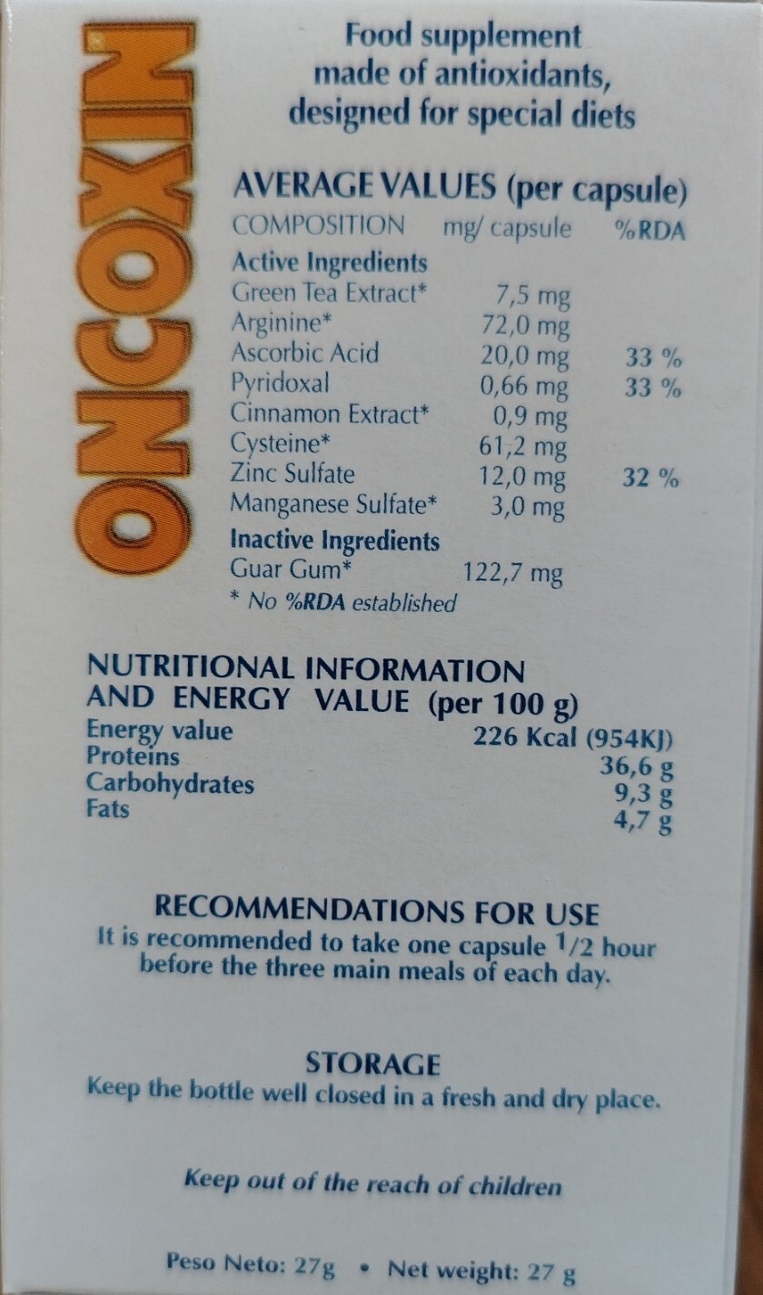 Oncoxin 90 capsules Catalysis Antioxidants Food Specially Formulated
