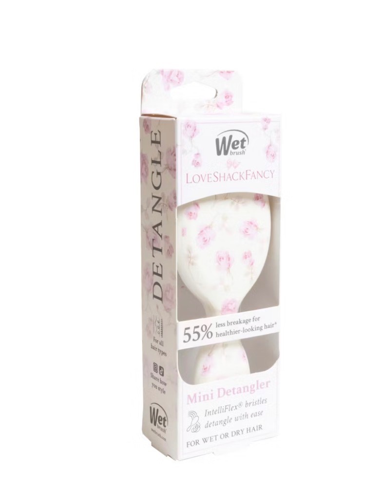Wet Brush LoveShackFancy Mini Detangler Paddle Brush Floral White/Pink
