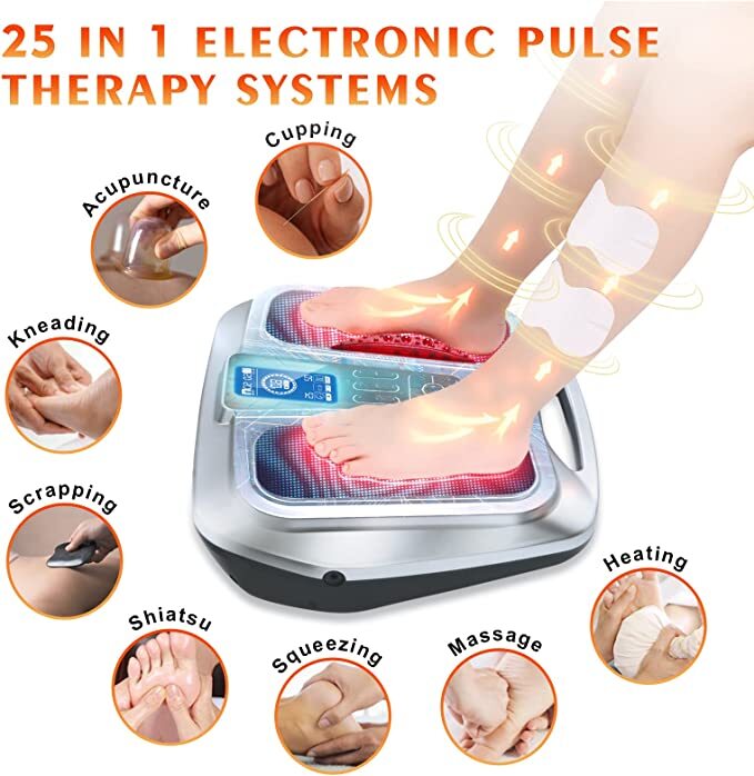 TENS Foot Massager Machine With Heat EMS Circulation Booster Legs Pain Relief