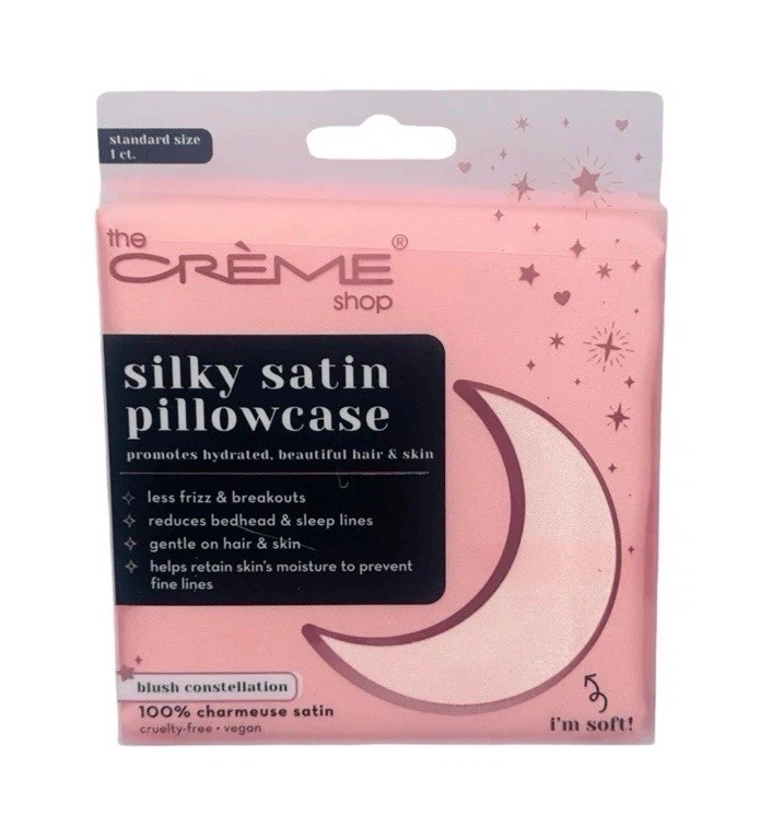 New Crème Shop Silky Satin Pillow Case Pink Standard Size 1 Ct🫩💤
