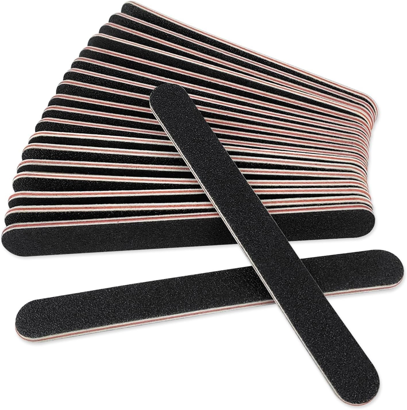 20 Pack 100/180 Grit Nail Files Black Professional Emery Boards Nail