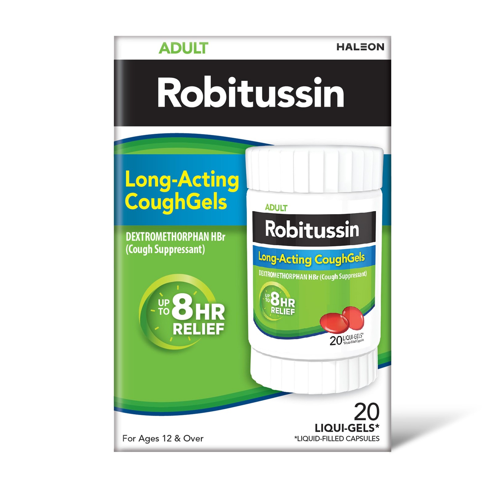 Robitussin 8 Hour Liqui-gels Cough, Adult Formula – 20 20 Count (Pack of 1)
