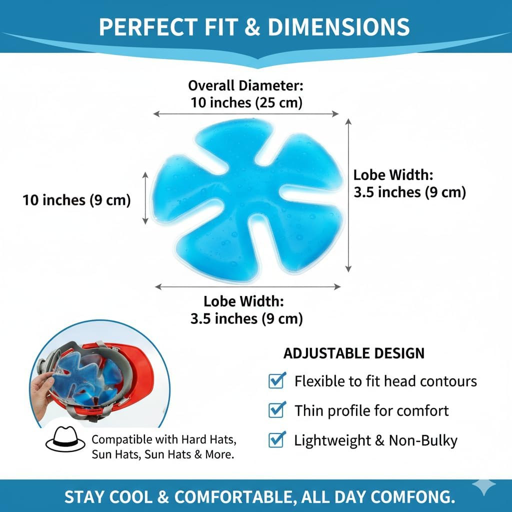 Reusable Cooling Gel Ice Packs for Hats, Adjustable Cold Therapy Headband Insert