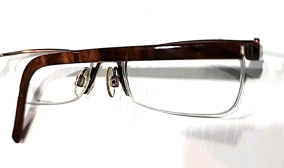 Randy Jackson 1002 Brown Metal Rectangle Half Rim Eyeglasses Frame 52-16 135