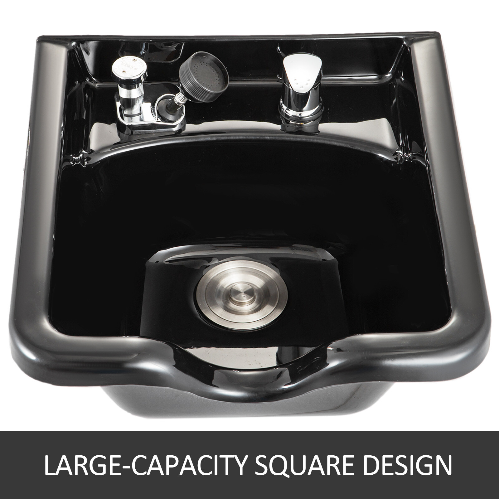 VEVOR Black Square ABS Plastic Shampoo Bowl Salon Pool SPA Plastic Spa Cabinet