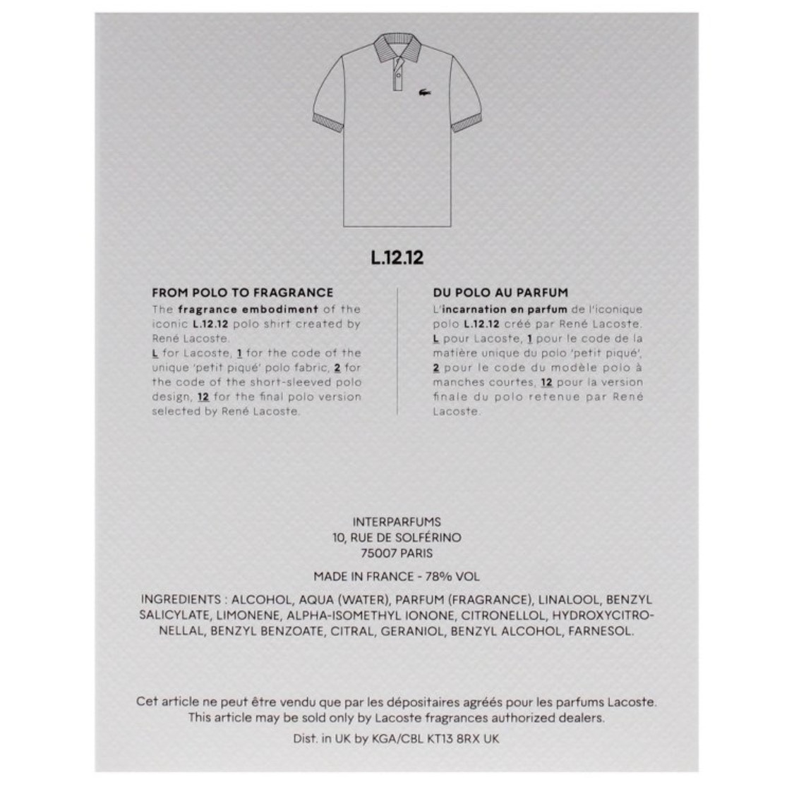 LACOSTE L . 12 . 12 BLANC