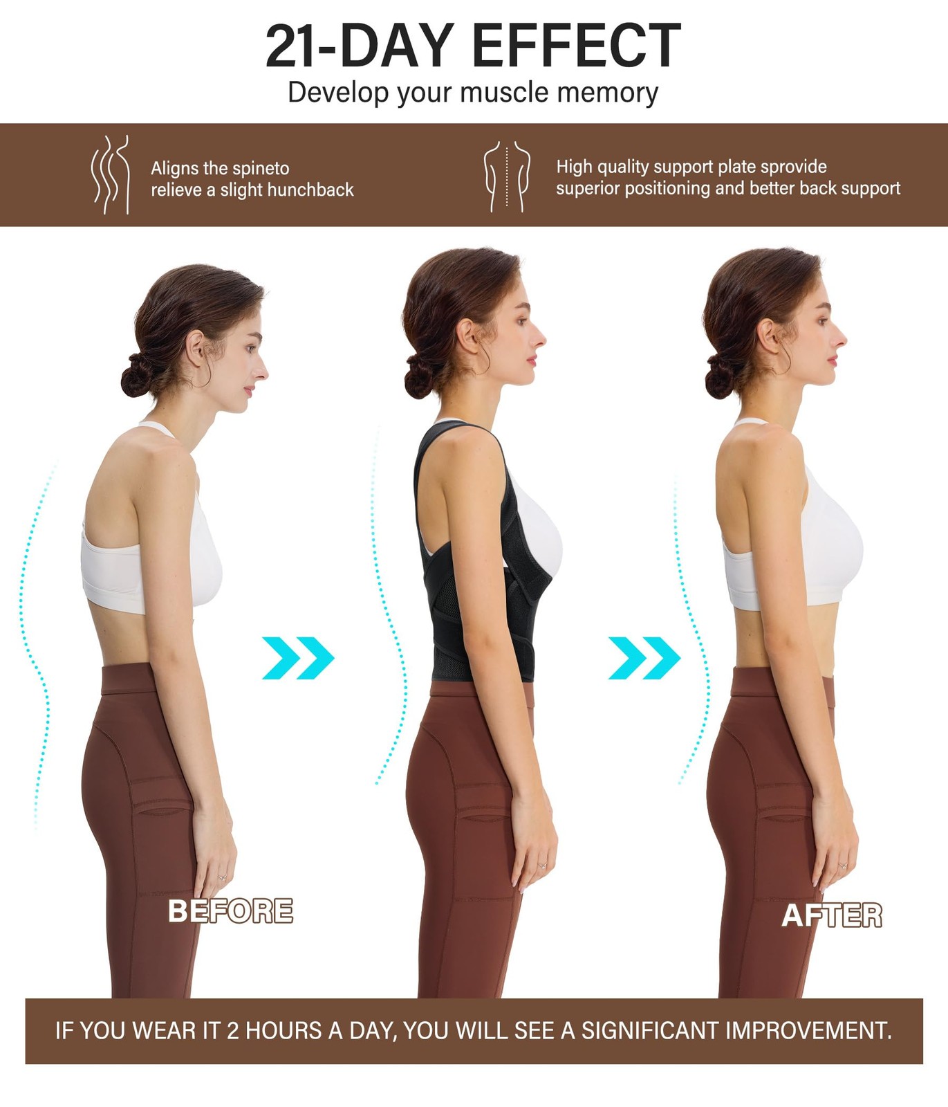 URSEXYLY Back Brace Posture Corrector for Women Breathable Small, Black