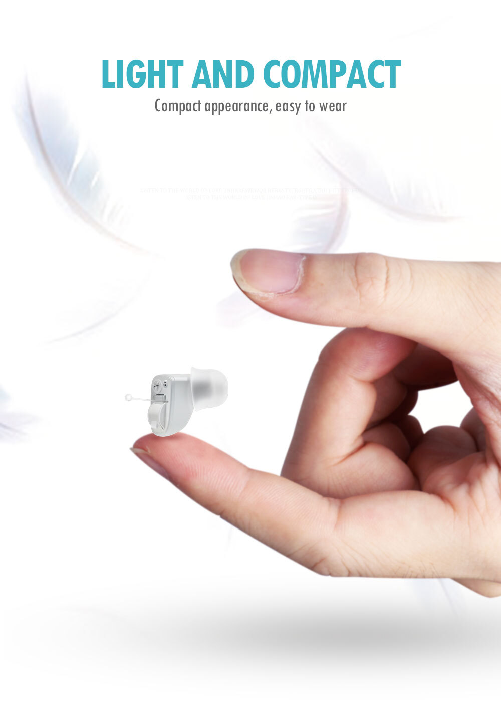 MiNi Hearing Aids CIC Small Sound Voice Enhance Hearing Amplifier – White