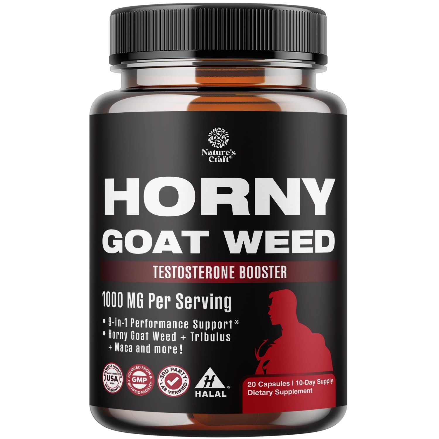 Horny Goat Weed for Male Enhancement – Extra Strength 20 Count (Pack of 1)