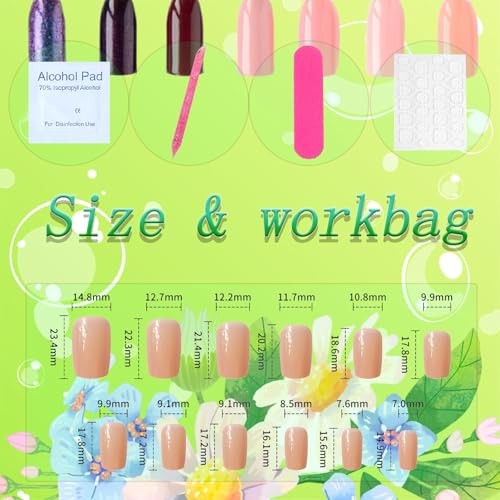 Medium Press on Nails Square False Nails with Glitter Design White French Tip