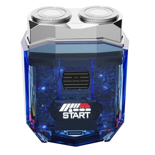 Cyberpunk Mini Electric Shaver, Portable Electric Razor for Men, Smart Blue