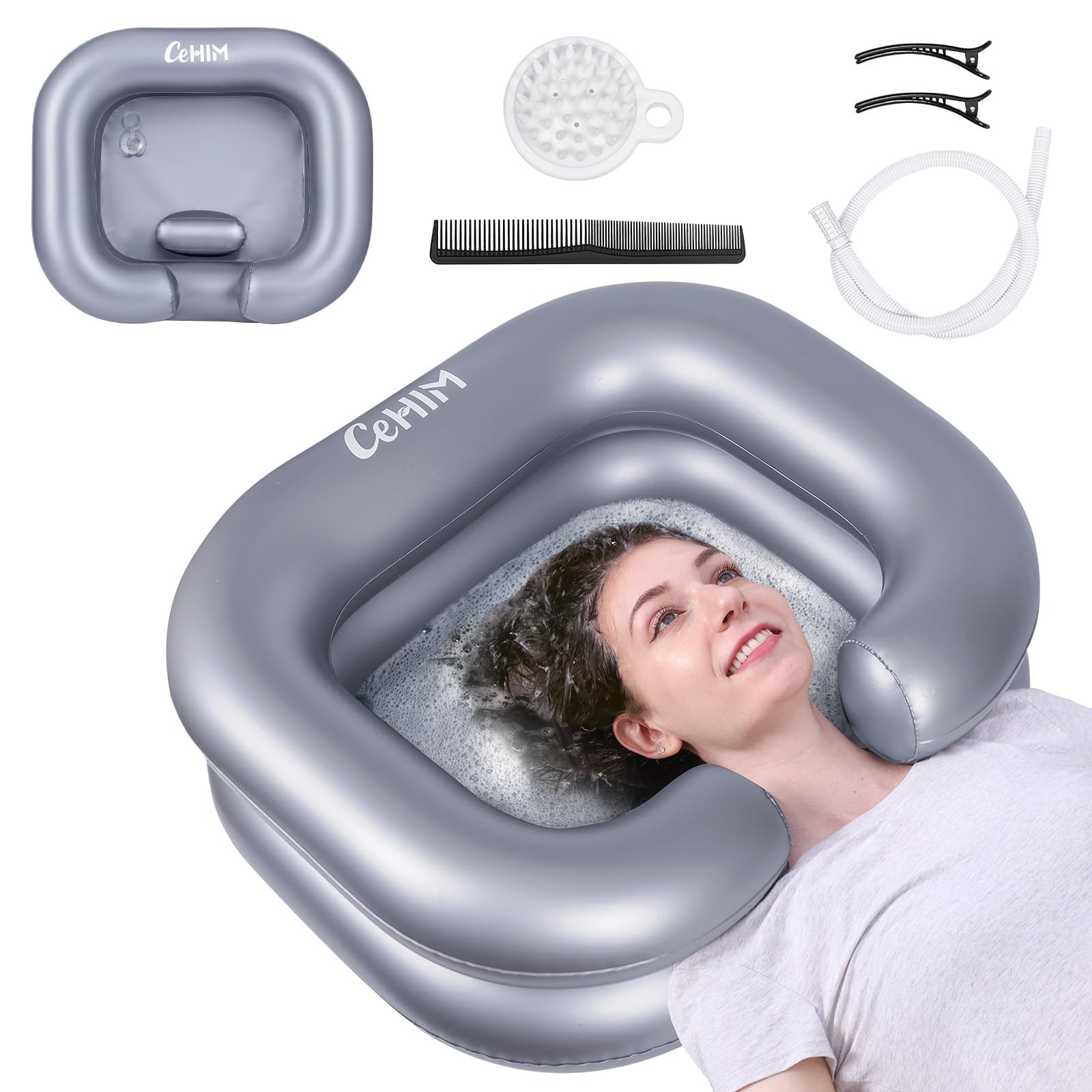Inflatable Shampoo Basin Portable Shampoo Bowl, Hair Washing Basin for Bedridden