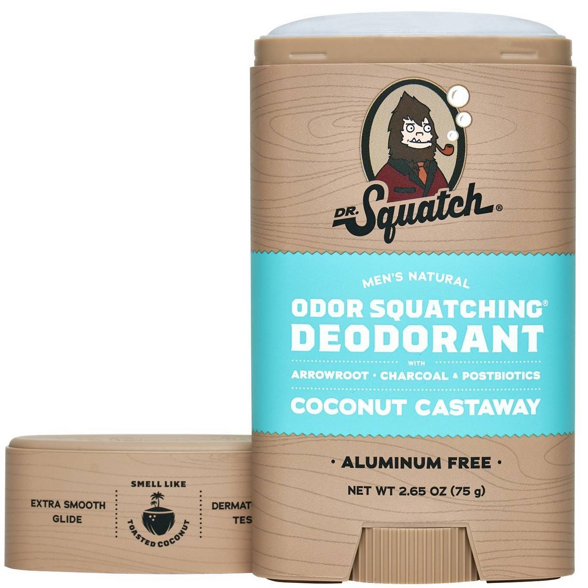 DR. SQUATCH Men’s Natural Solid Deodorant Coconut Castaway- Aluminum-Free 2.65oz