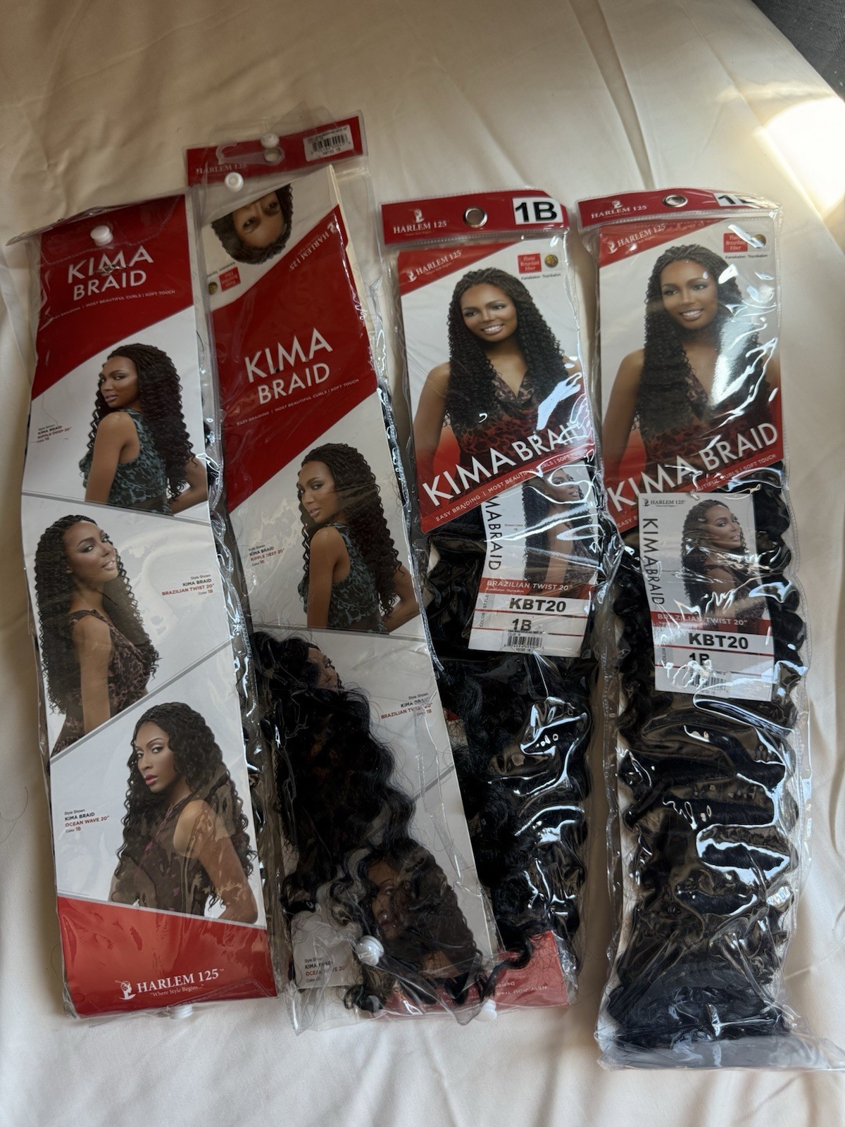 KIMA Brazilian Twist Braid Crochet Hair Extensions 20in Black Synthetic 4 Pack