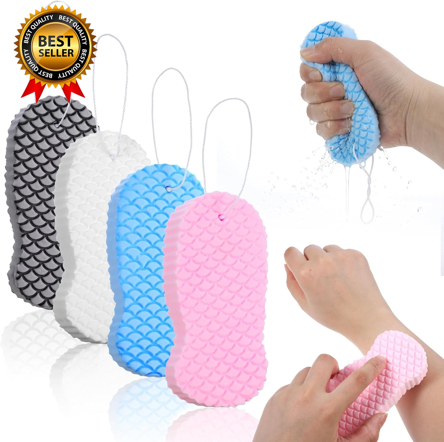 4 PCS Magic Exfoliating Sponge Dead Skin Remover, 3D Magic Exfoliating Bath Spon