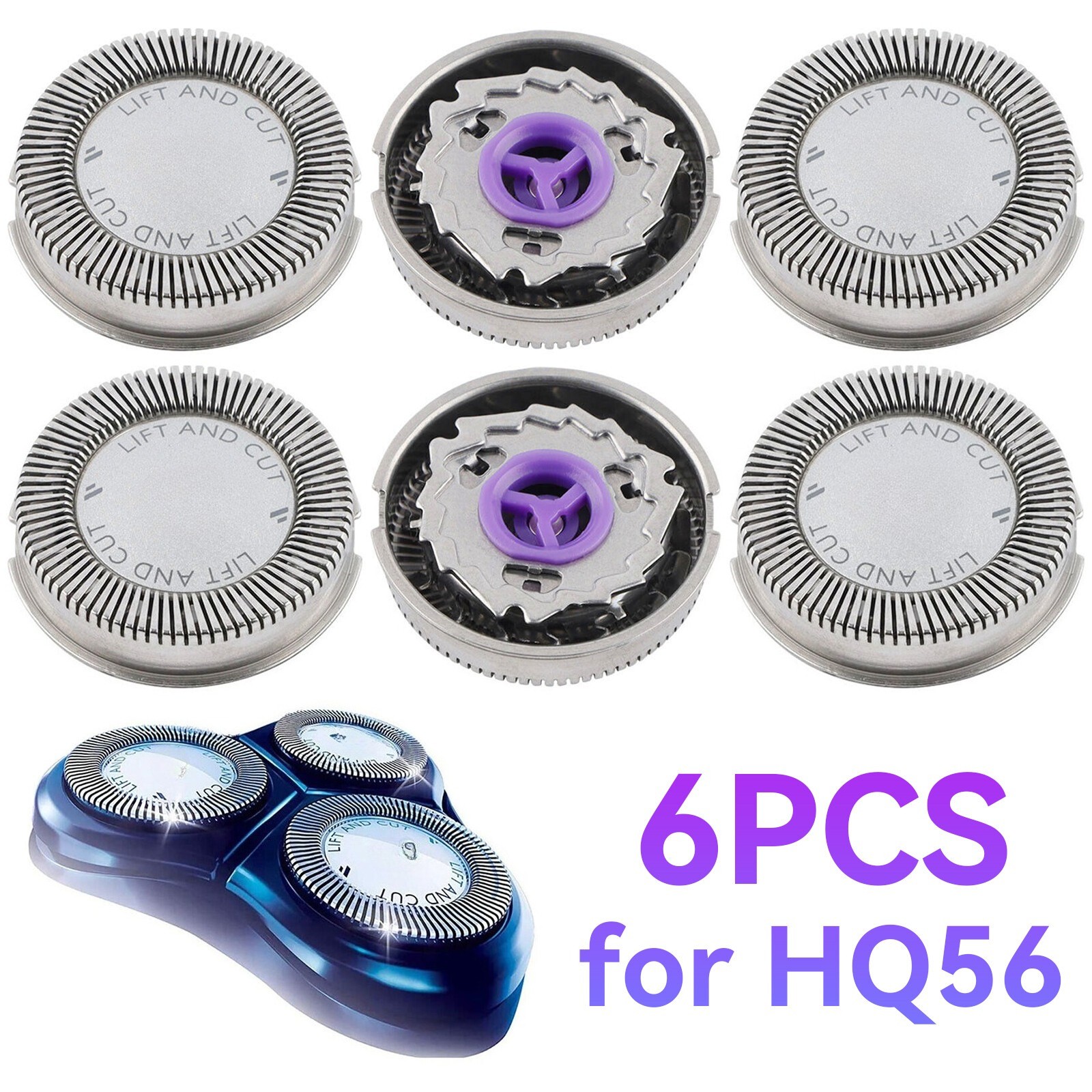 6-Pack Replacement Heads for Philips Norelco Shaver Razor Head HQ56 HQ55 HQ4 HQ3