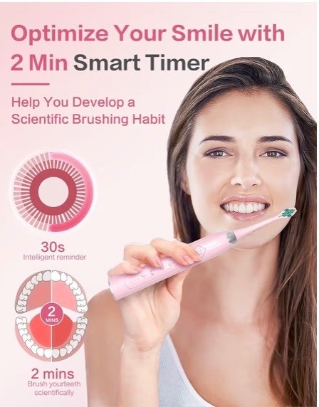 Sonic Electric Toothbrushes for Adults – Rechargeable with Travel Case, 8 Brush