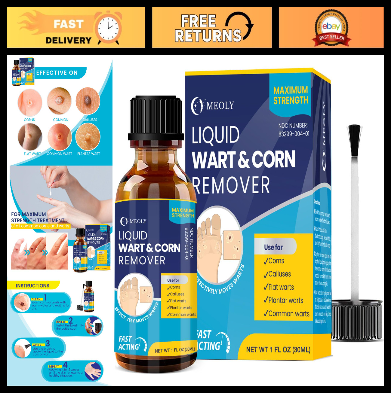 Fast-Acting Salicylic Wart Removal Freeze – Maximum Strength for Men & Women, 30