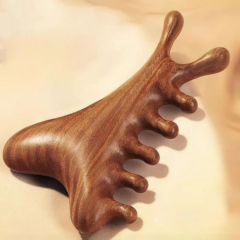 Head Body Massager Neck Face Massage Tool Meridian Scalp 4 in 1 Sandalwood Comb
