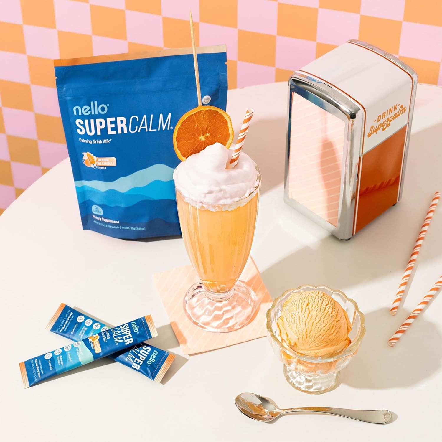 20 Packets NELLO Supercalm Powdered Drink Mix, Orange Creamsicle 3.5oz