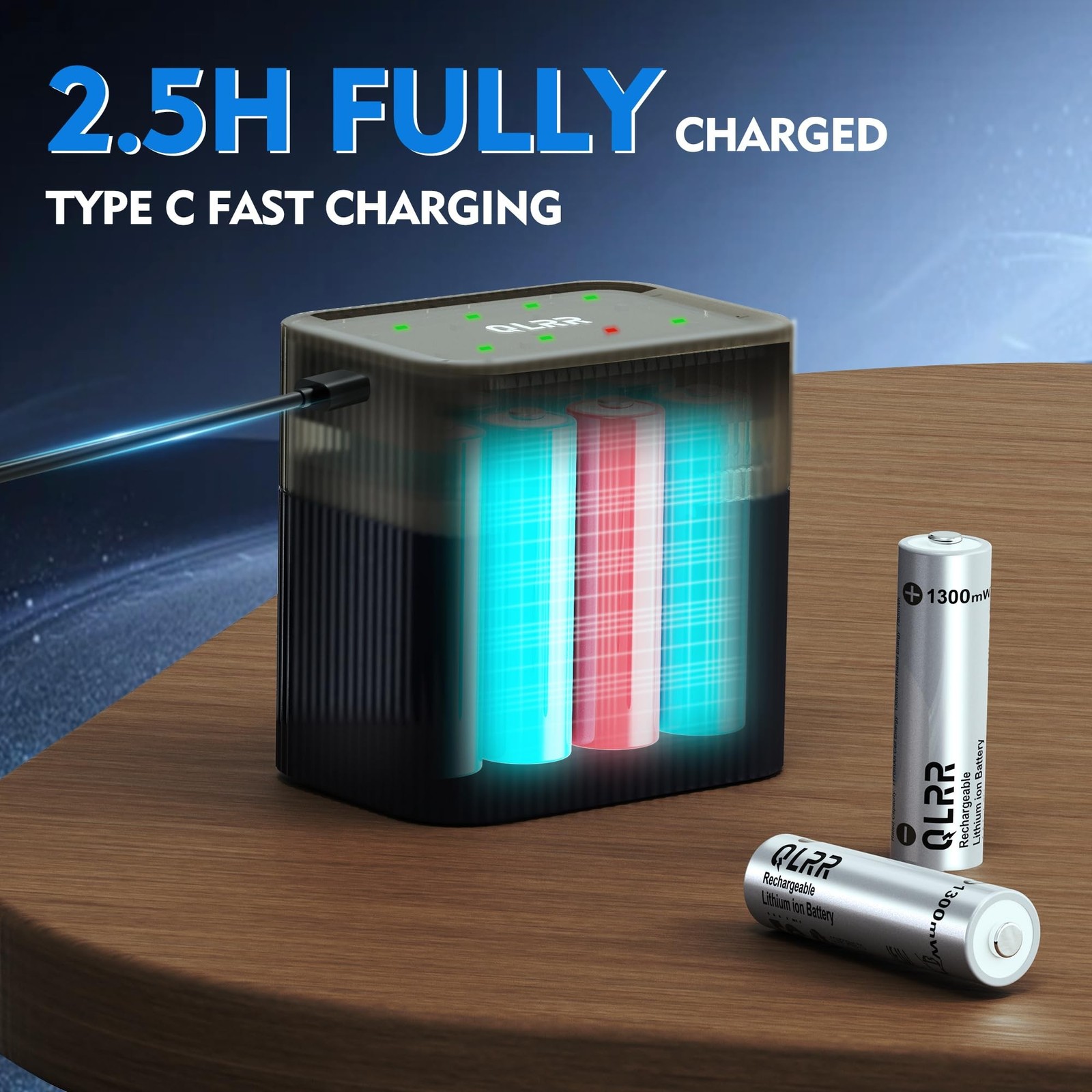 Rechargeable Lithium AAA Batteries with Fast Charger 8 Pack 1.5V 1300mWh High…