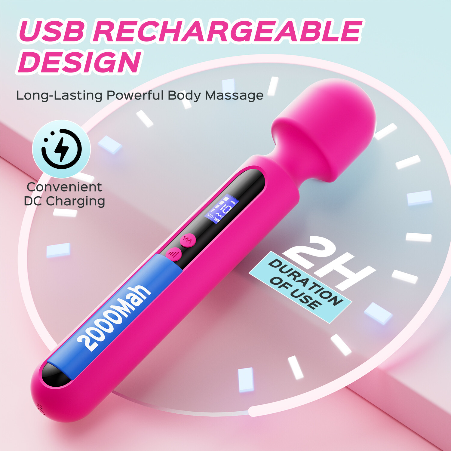 Handheld Massager Strong Vibrating Wand Full Body Therapy Motor Long Lasting
