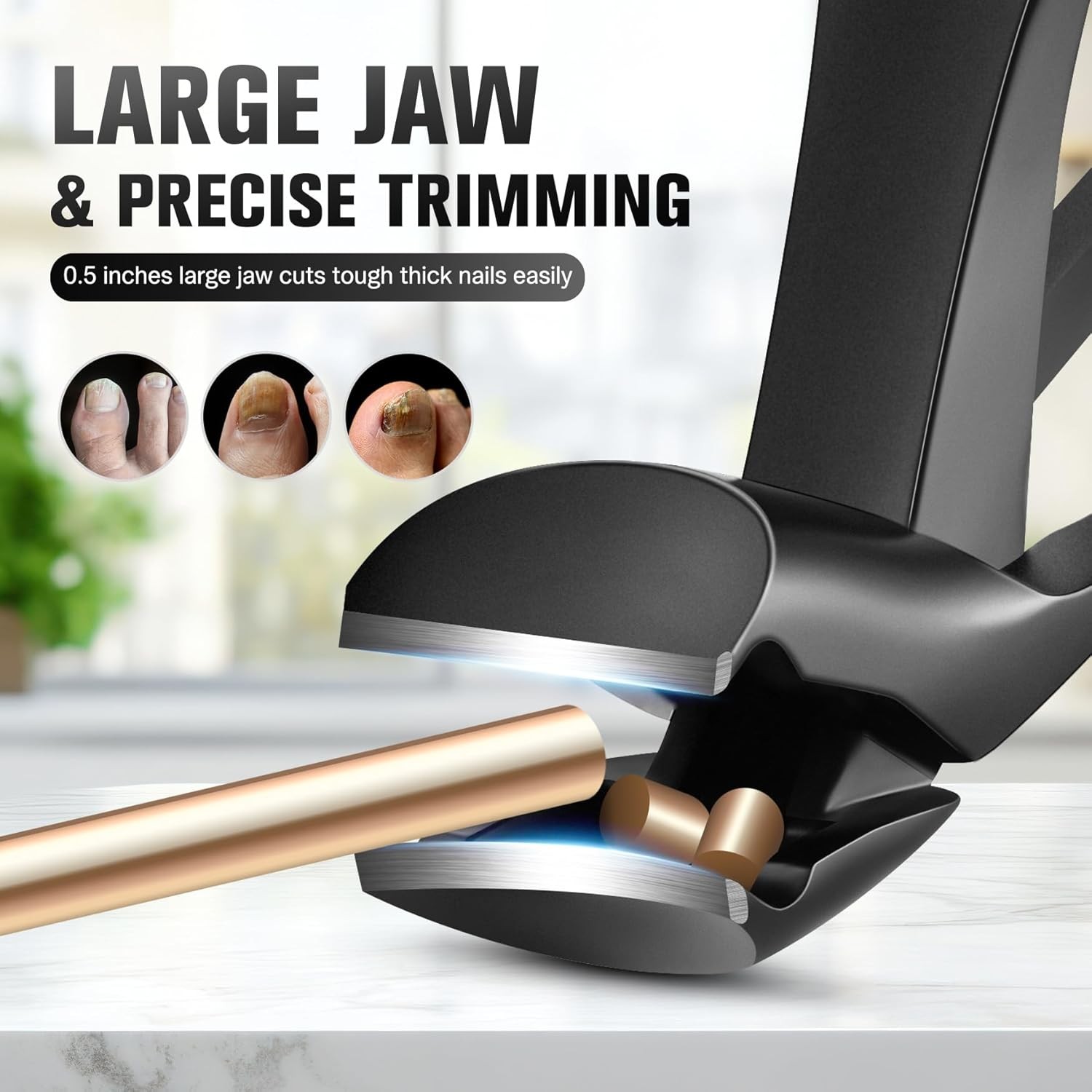 Angled Head Long Handled Toenail Clipper w/ Catcher for Seniors – Large Wide Jaw