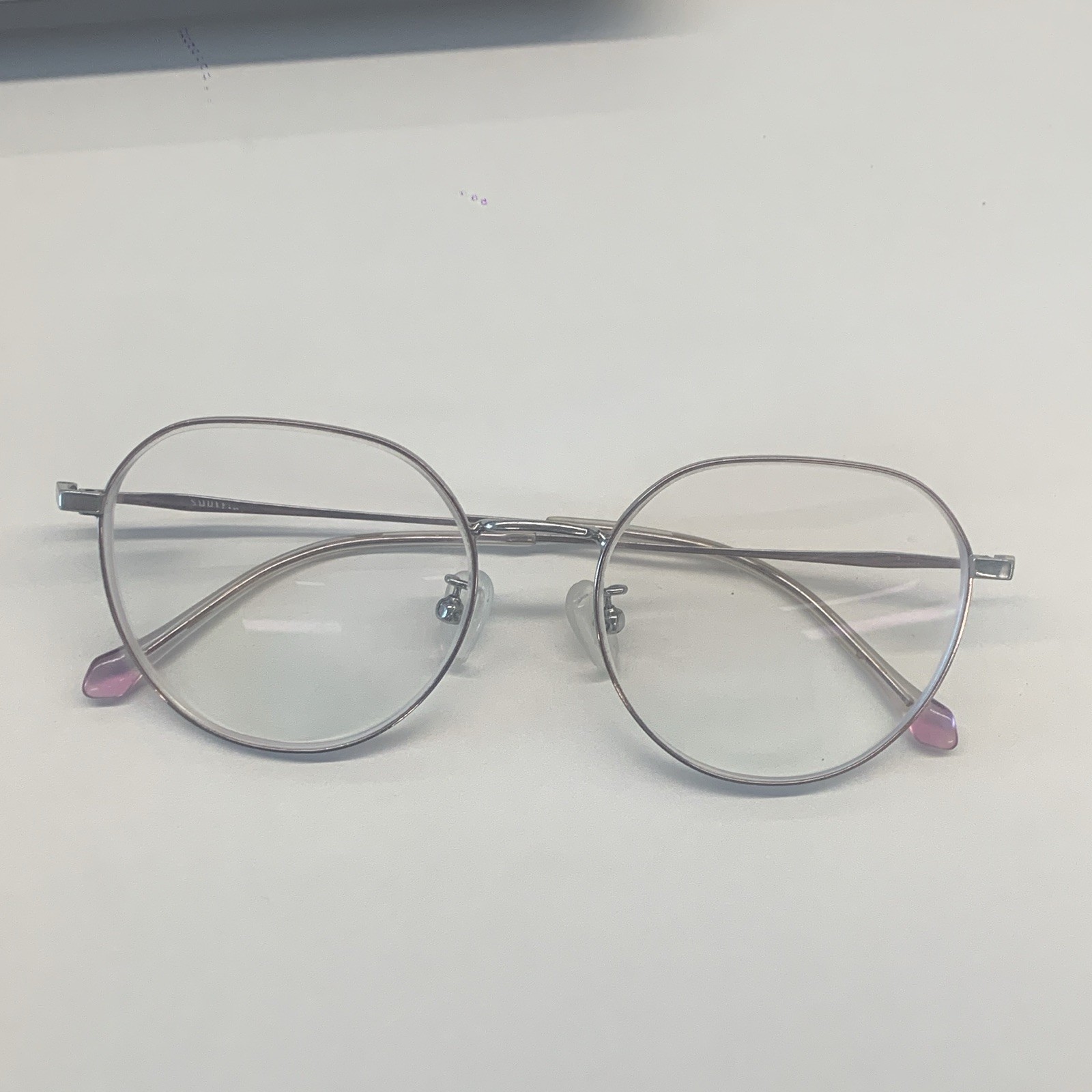 Silver Metal Oval Full Rim Eyeglass Frames Solid Pattern Unisex Adults