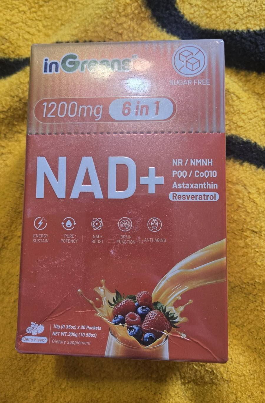 inGreens NAD+ 1200mg Powder 6-in-1 Berry Sugar Free GMO-Free 30 Packets