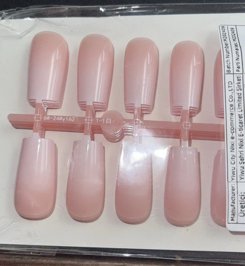 Medium Length Press-On Nails 120pcs Gradient Pink & White Glossy 12 Sizes NEW