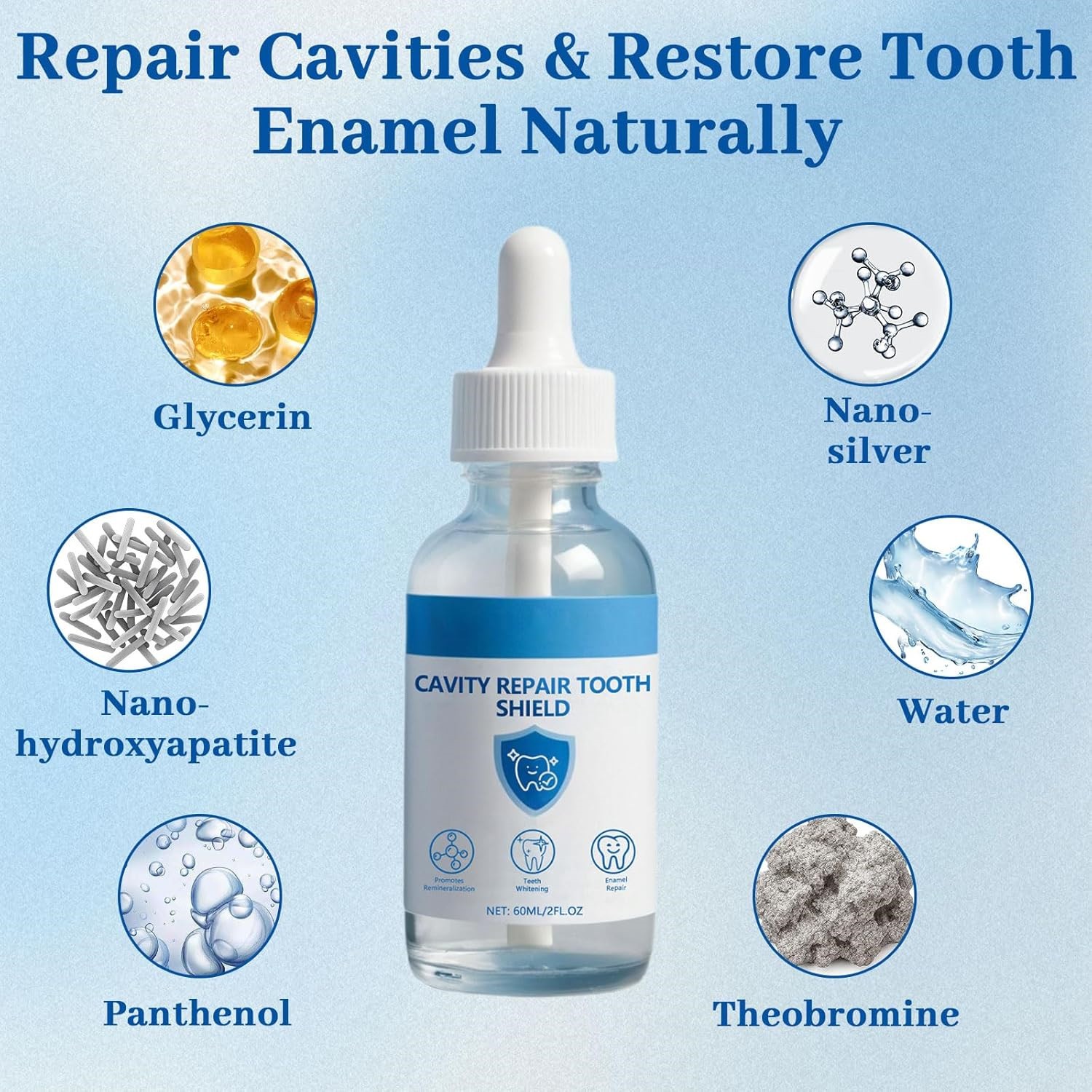 Cavity Healing Tooth Shield Liquid,Repair Cavities & Restore Tooth Enamel 2FL.OZ