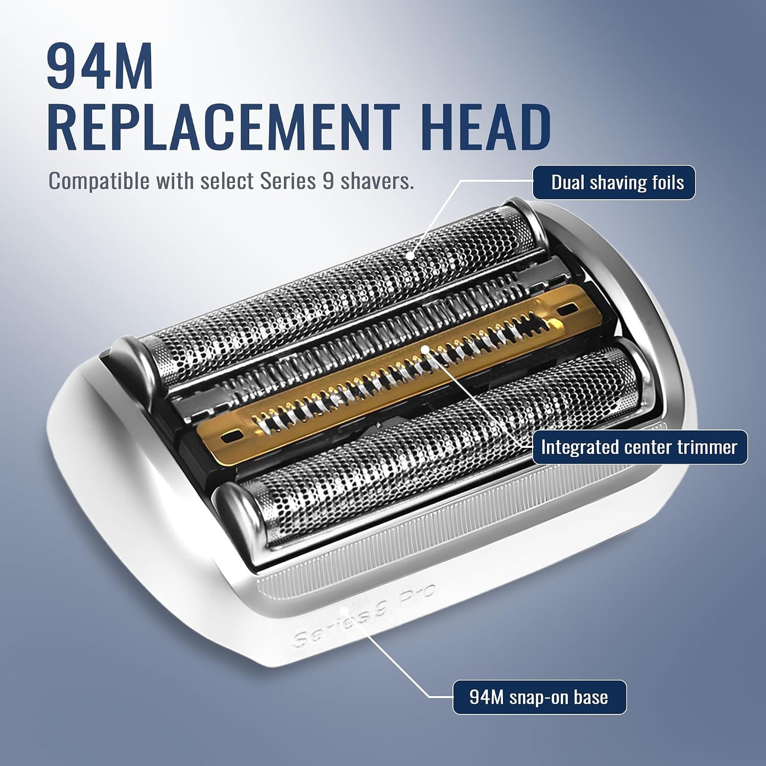 1-Pack 94M Shaver Replacement Blade for Braun Series 9 Silver Foil and Cutter