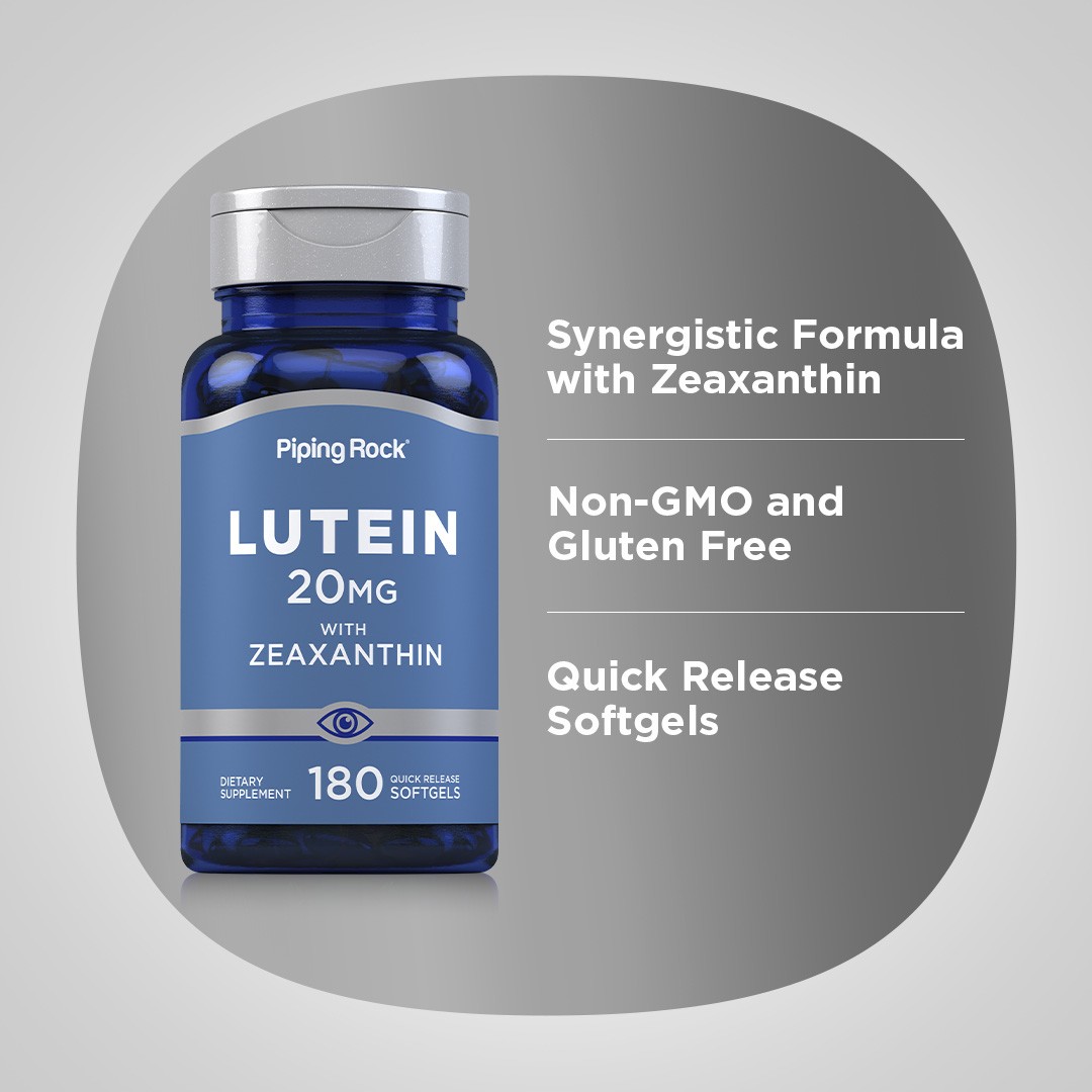 Lutein and Zeaxanthin 20 mg | 180 Softgels | Eye Vitamins | by Piping Rock