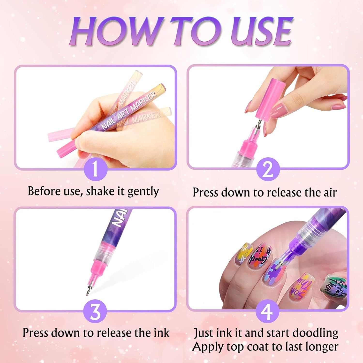 Nail Art Pen Set 12 Colors, 0.5mm Fine Tip, Quick Dry Waterproof Acrylic Paint
