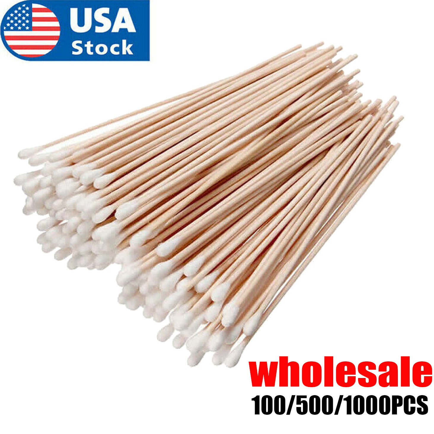 6″ Long Wooden Handle Q-tips Cotton Swabs Swab Cleaning Applicators Wholesale