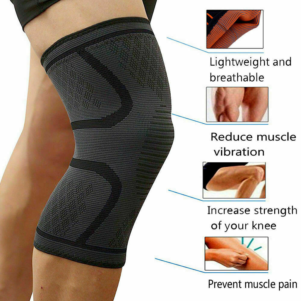 1/2 PCS Knee Brace Compression Sleeve Support Sport Joint Arthritis Pain Relief