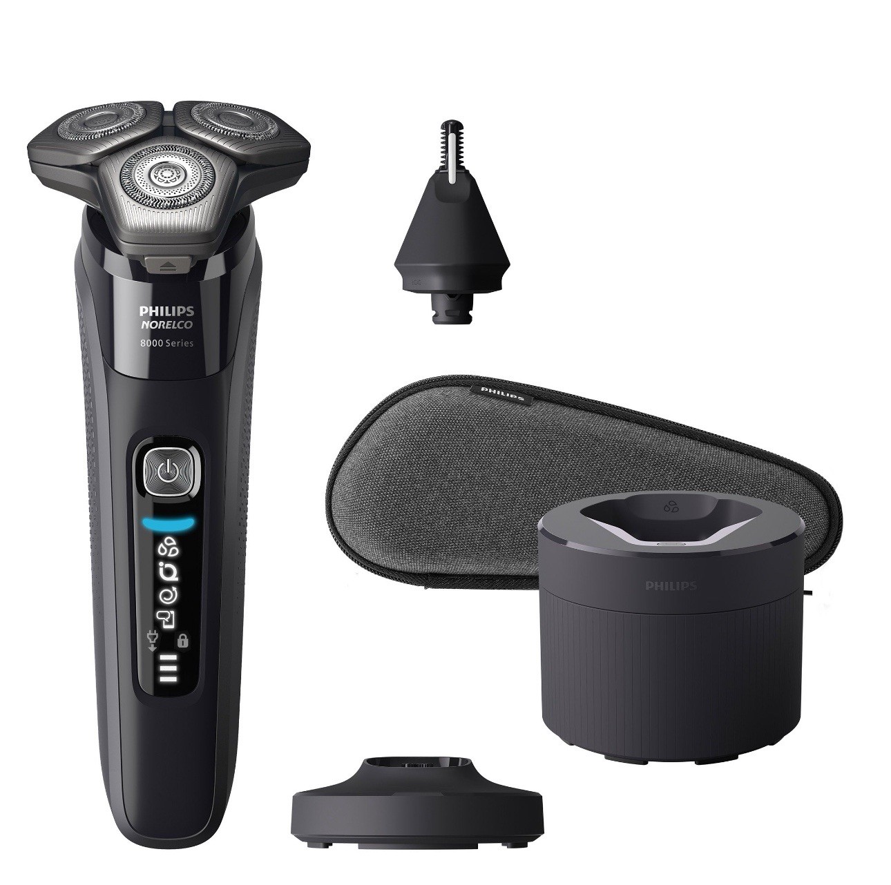 Philips Norelco Shaver 8000 Men’s 3-Head Rotary Waterproof Battery Black