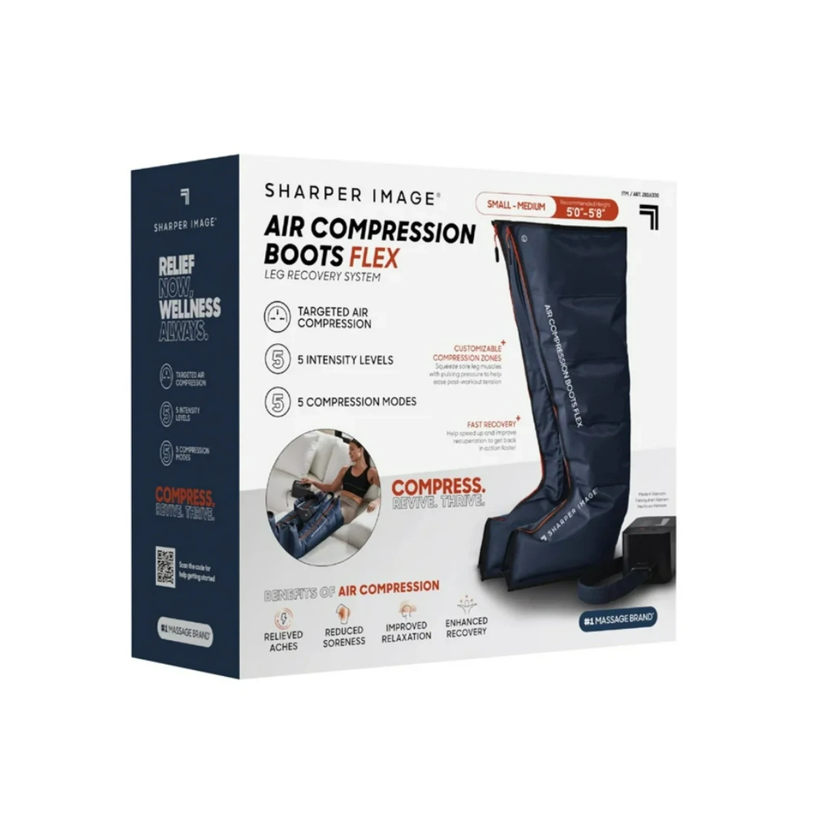 Sharper Image PowerBoost Air Compression Boots Leg Massager Small-Medium