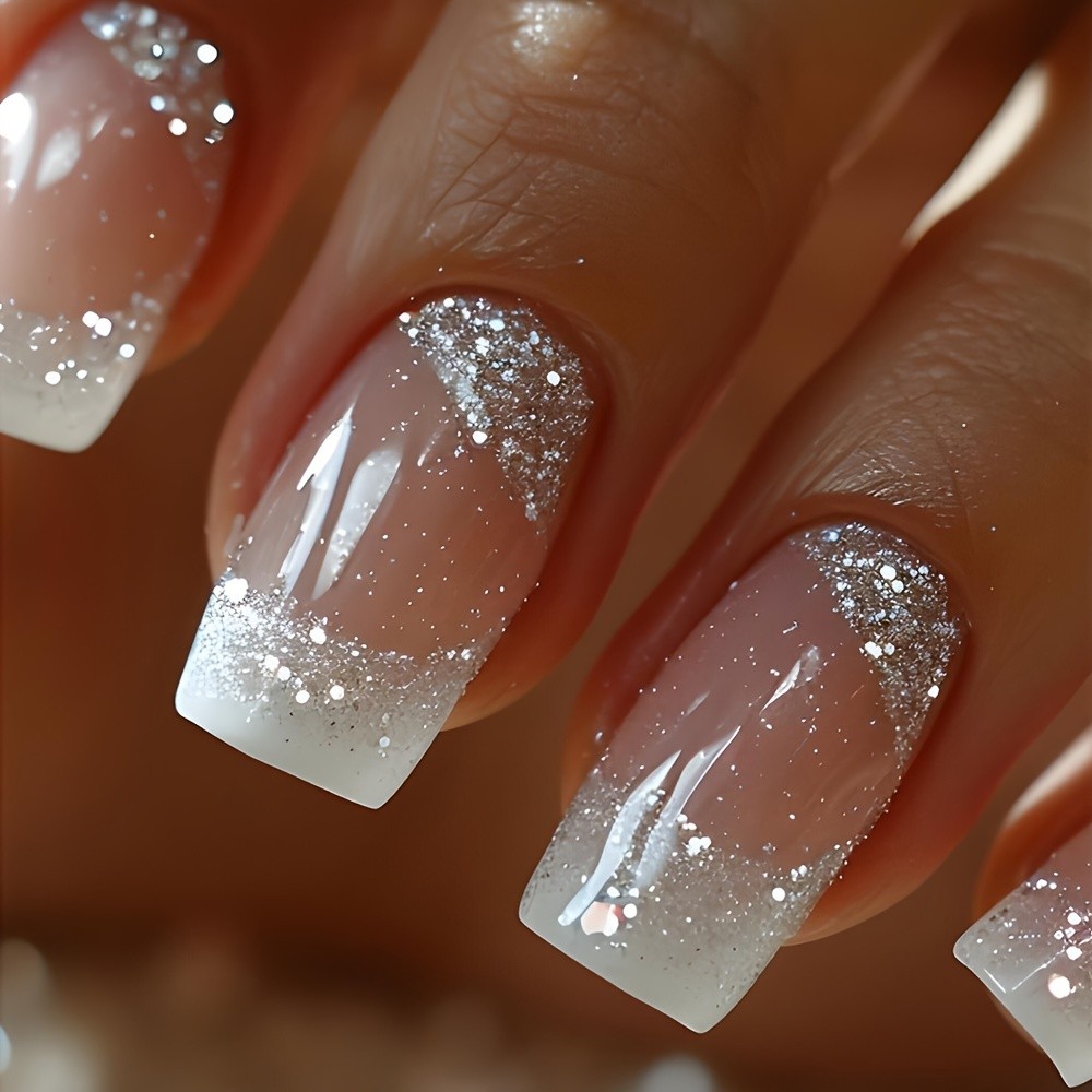 216p(9Pack) Assorted Press On Nails Glitter Gradient Geometric Wearable Nail Art