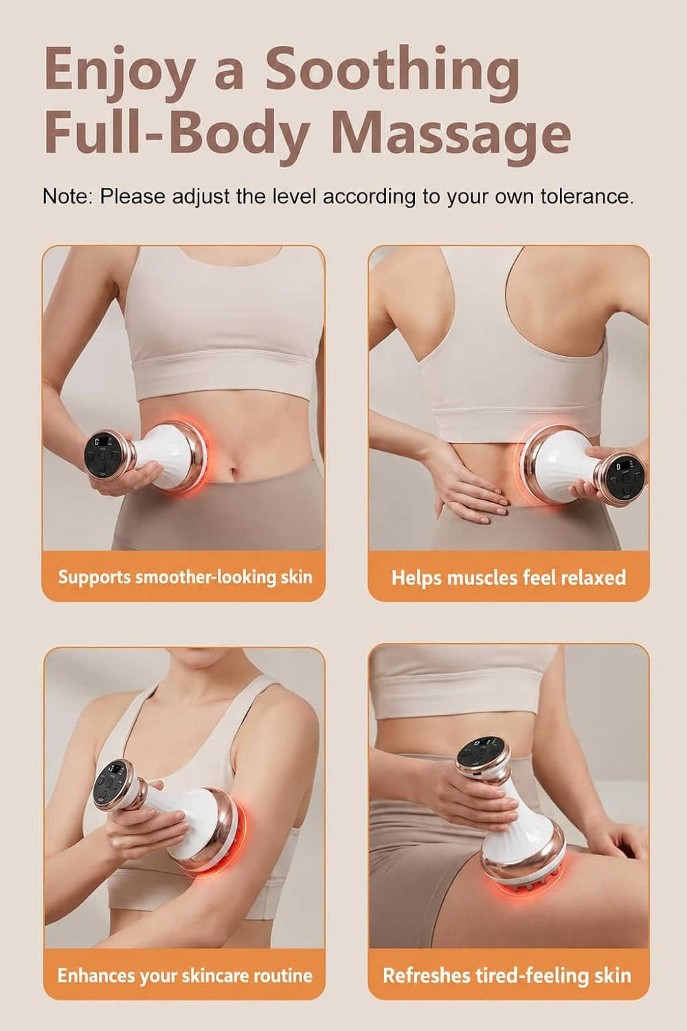 Lymphatic Drainage Massager & Anti-Cellulite Massage Tool, Cordless, White | 6 L