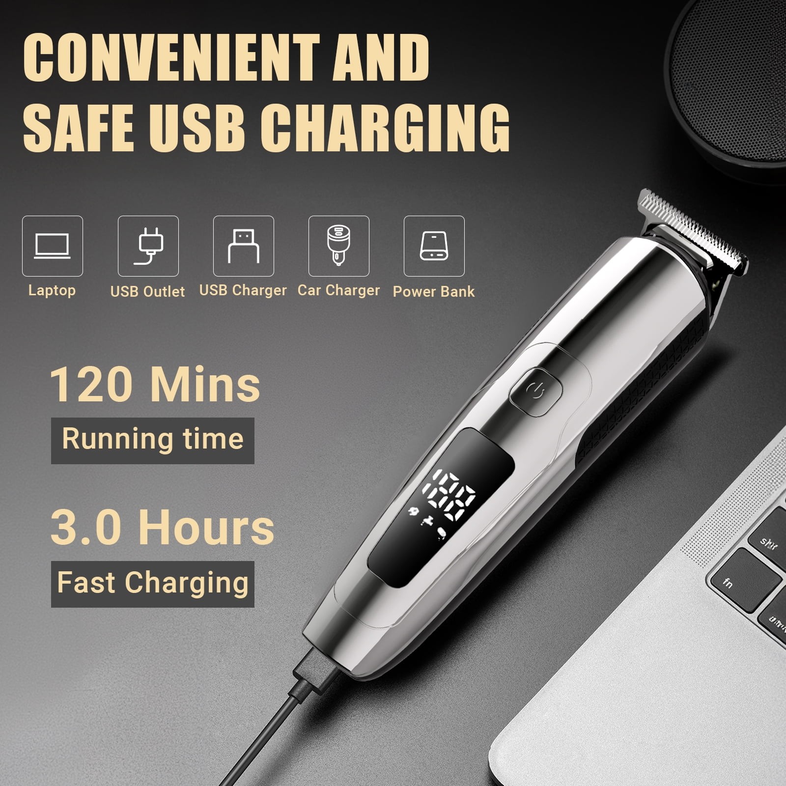Taylarm Beard Trimmer for Men, 5-in-1 Hair Clippers Grooming Shaving Kit T-Blade