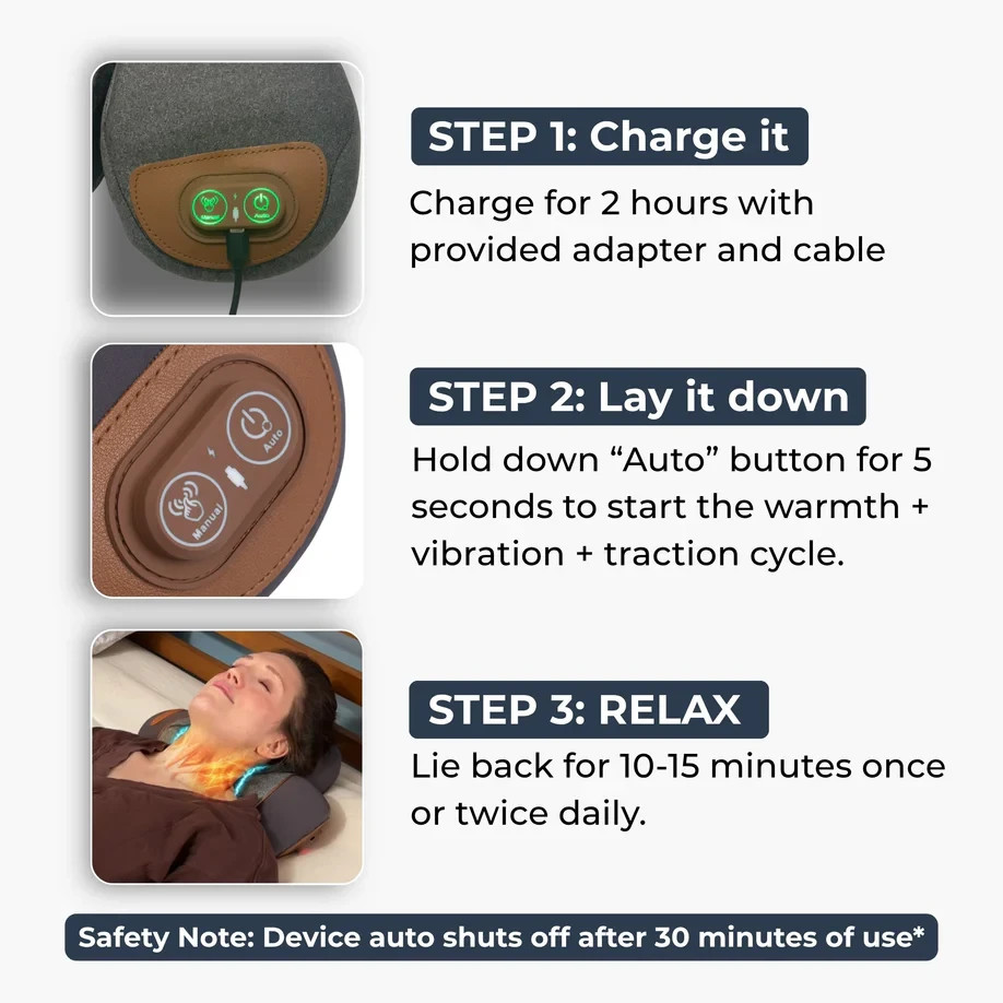 Portable Heat Neck Support Sleep Pillow with Electric Vibration Traction