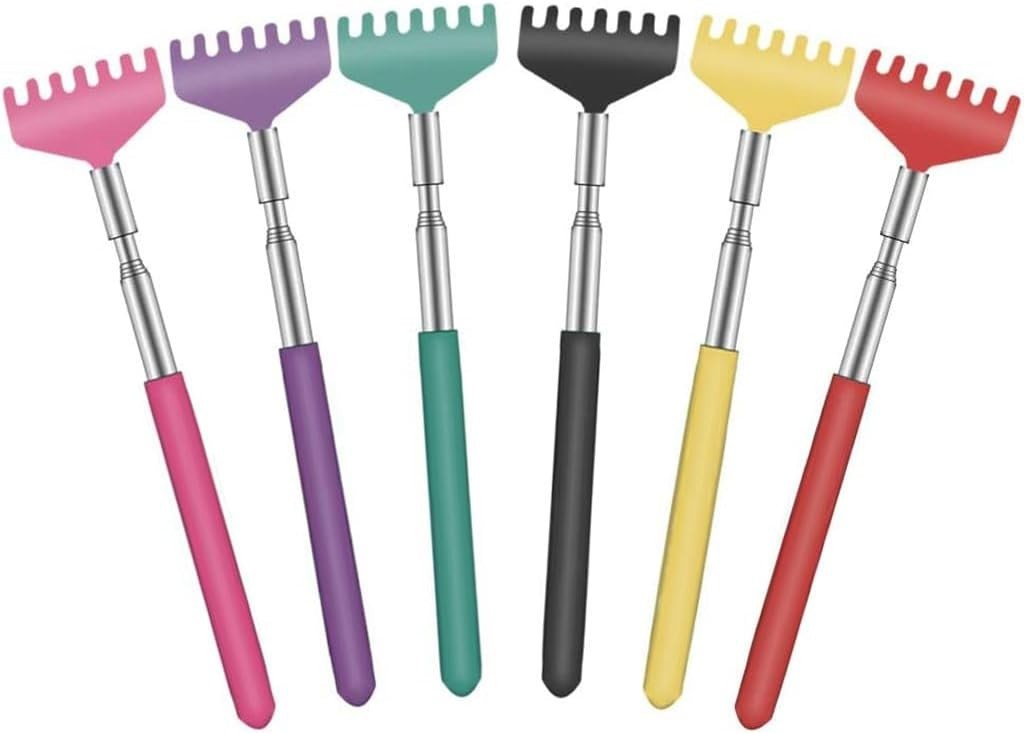 6 Pack Extendable – Portable Telescoping Metal Back Scratchers/Hand Massager wit