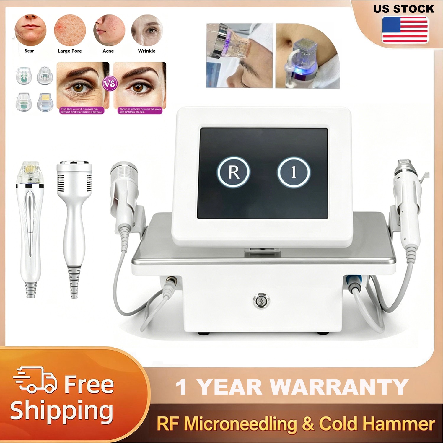 2in1 Micro-n-eedle Machine Cold Hammer Scars Spot Skin Smoothing Beauty Device