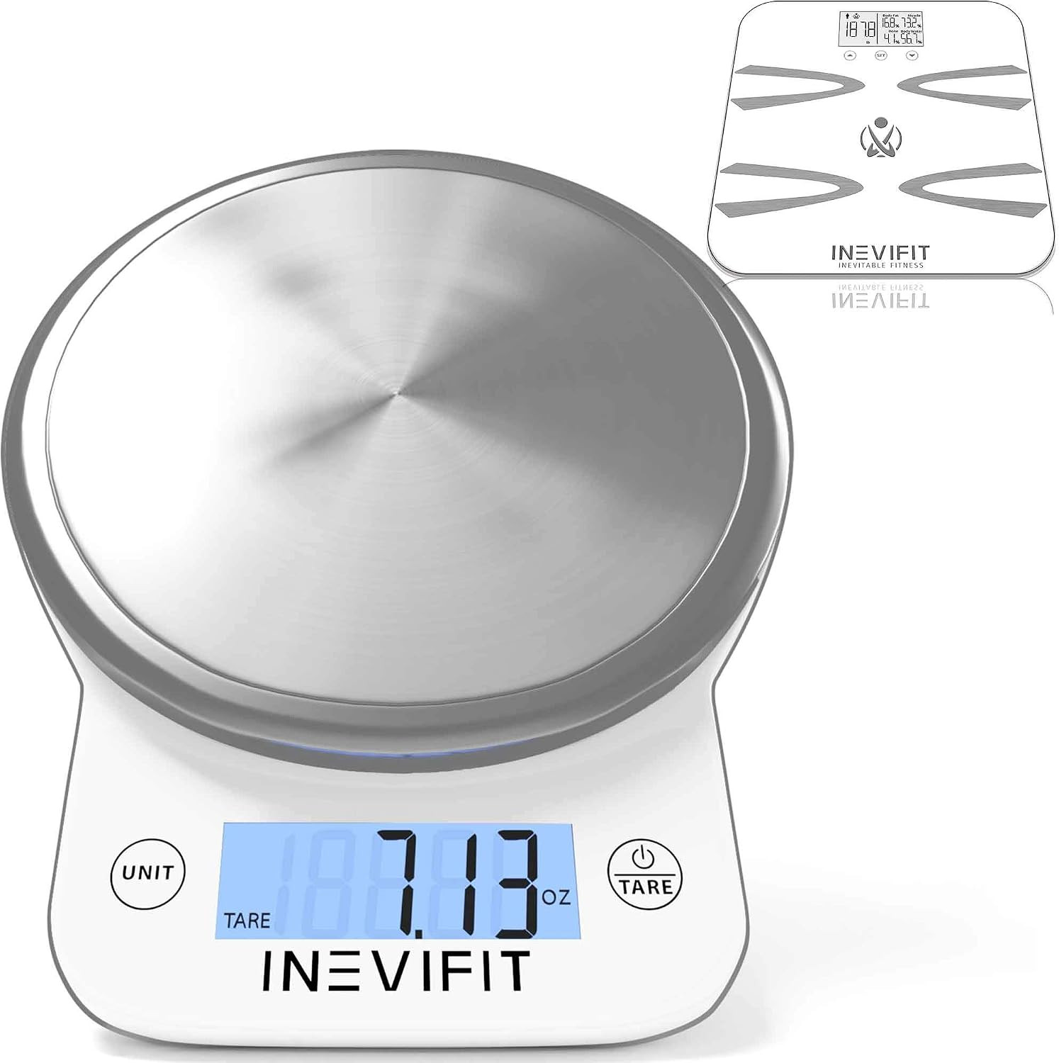 Body Analyzer Scale & Digital Kitchen Scale Fitness Bundle, Complete Body Compos
