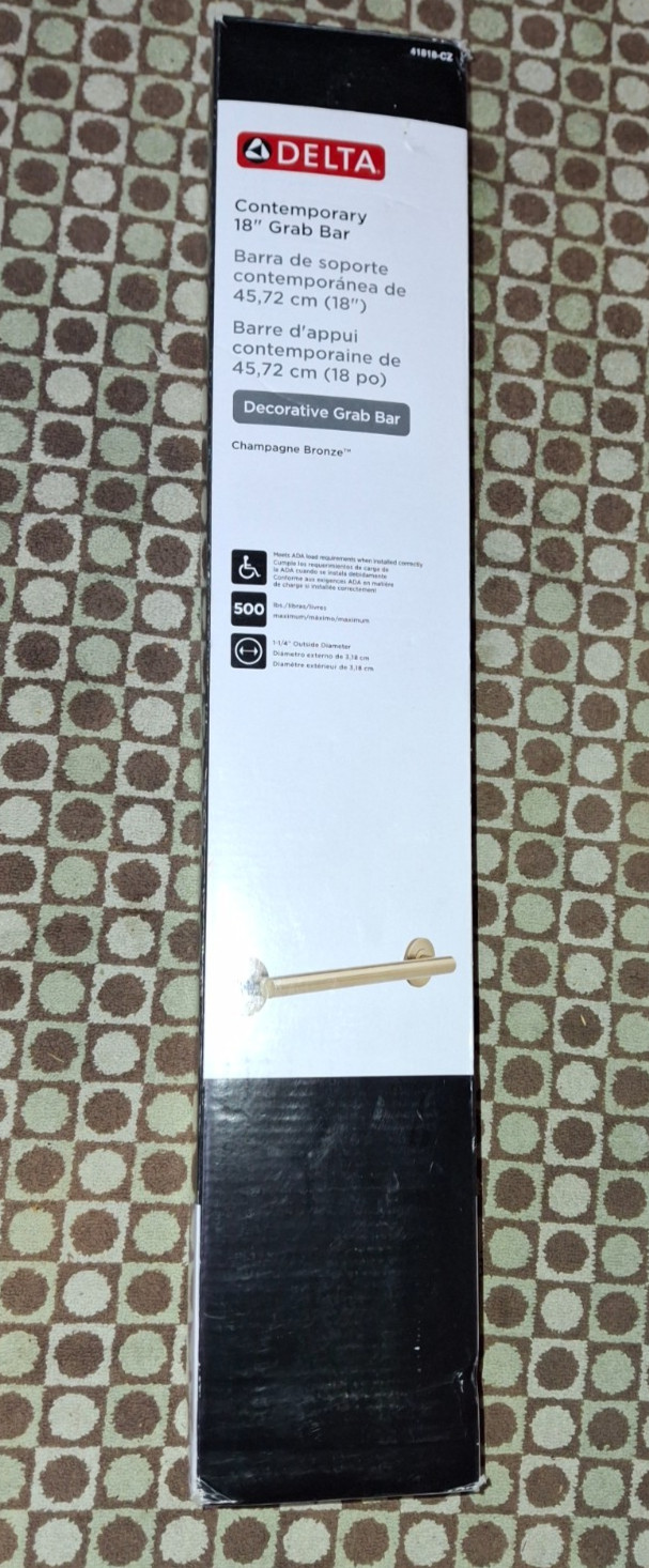 Delta 18″ Shower Grab Bar ADA Safety Handle Champagne Bronze 41818-CZ 450LB