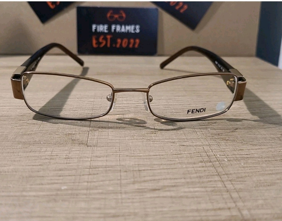 FENDI F895R 210 Brown Full Rim Eyeglasses Frames w. Brown Gem (Rare) 51-18-135