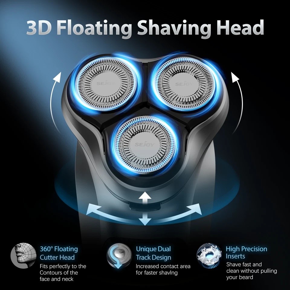 3D Men’s Electric Razor Cordless Shaver with Pop-up Trimmer