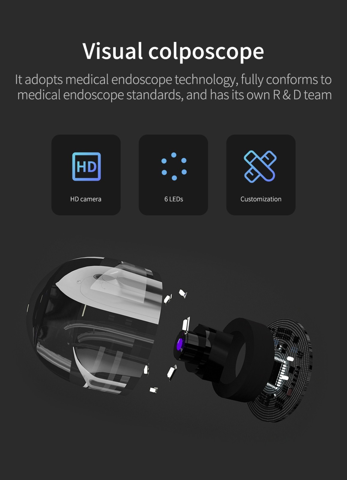 New USB Rechargeable 1080P HD WiFi Vaginal Endoscope Visual Colposcope Examiner